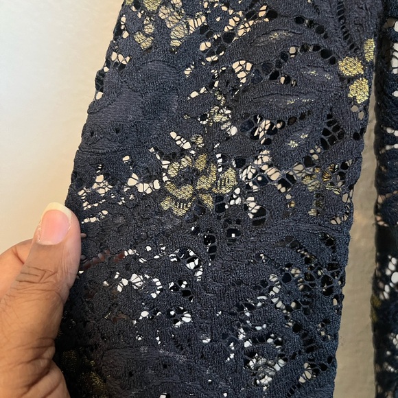Maggy London Nadia Lace Midi Dress Black & Nude Size 14 - Picture 9 of 11